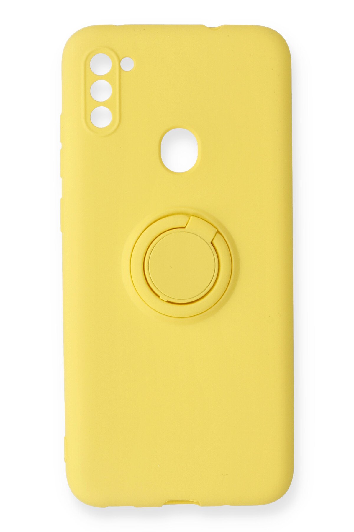Newface Samsung Galaxy M11 Kılıf Montreal Yüzüklü Silikon Kapak - Sarı