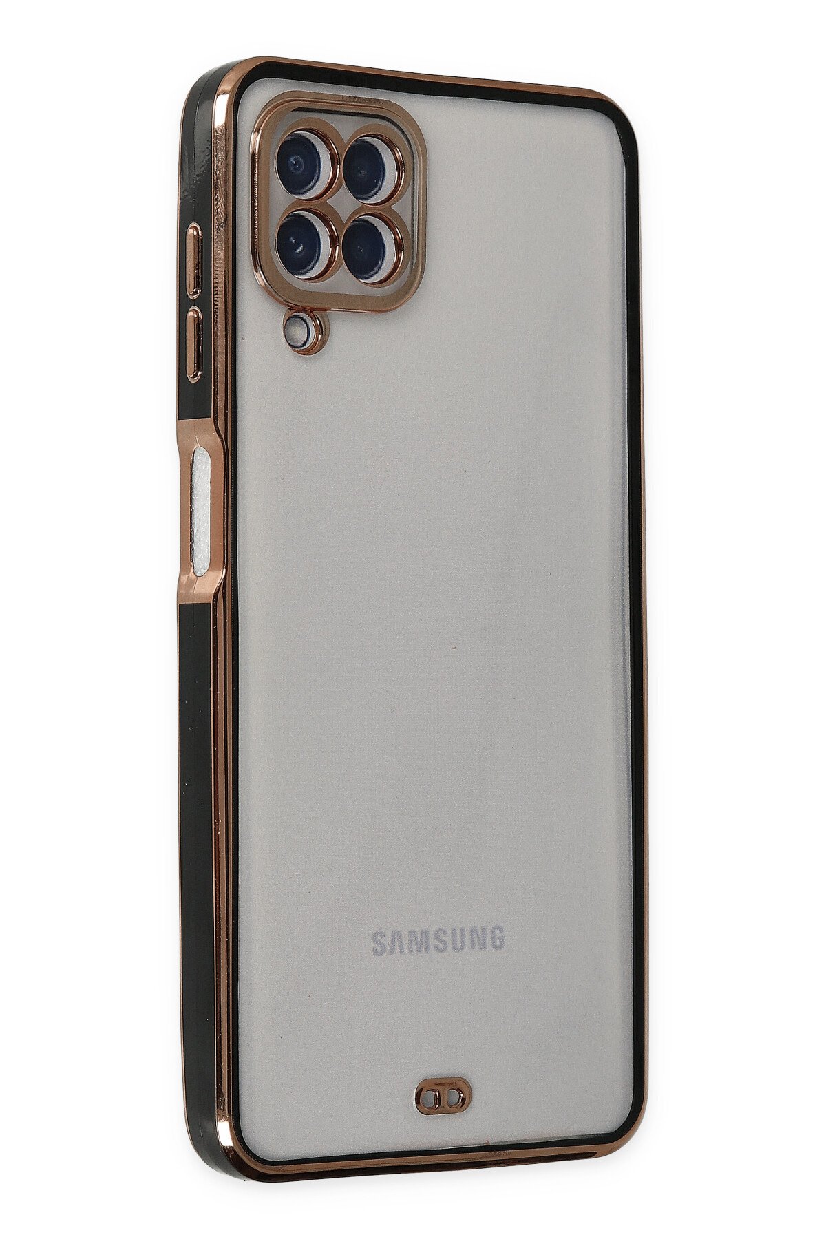 Newface Samsung Galaxy M12 Kılıf Lansman Glass Kapak - Siyah