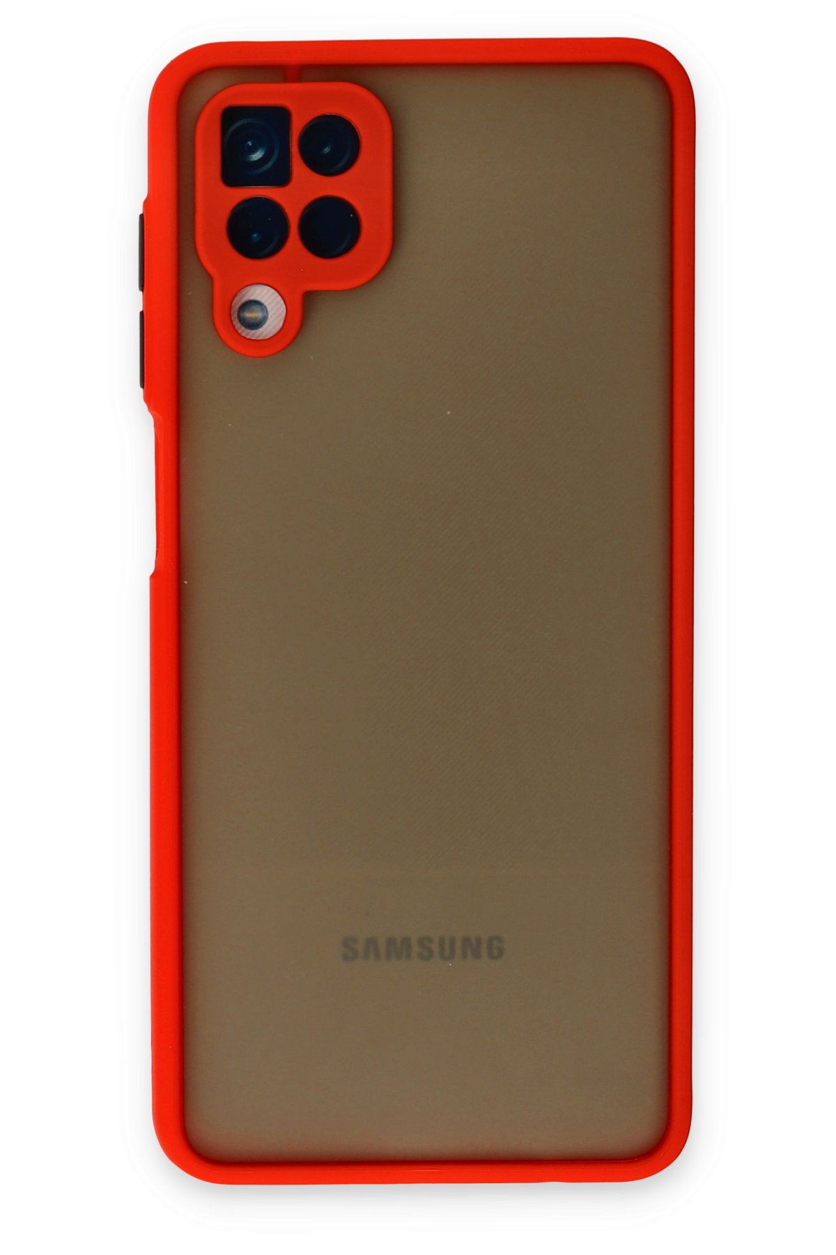 Newface Samsung Galaxy M12 Kılıf Palm Buzlu Kamera Sürgülü Silikon - Sarı