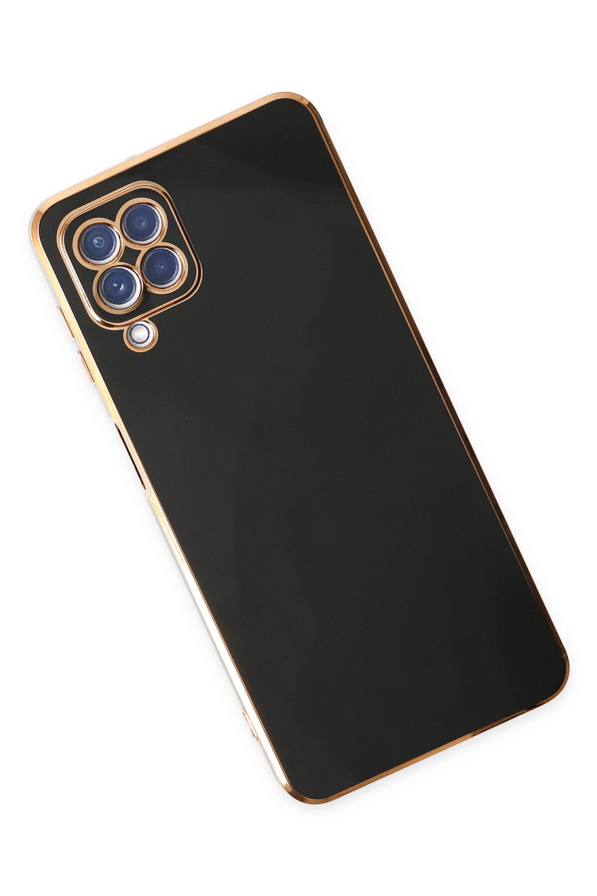 Newface Samsung Galaxy M12 Kılıf Sofya Yüzüklü Silikon Kapak - Gold