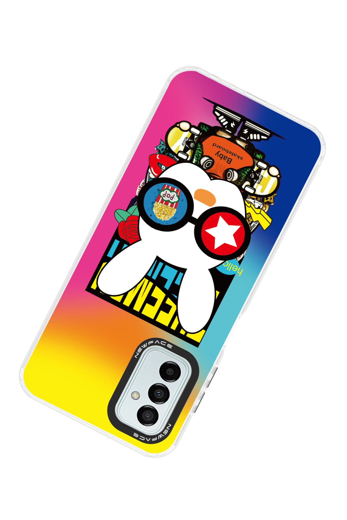 Newface Samsung Galaxy M13 Kılıf Glass Kapak - Lacivert