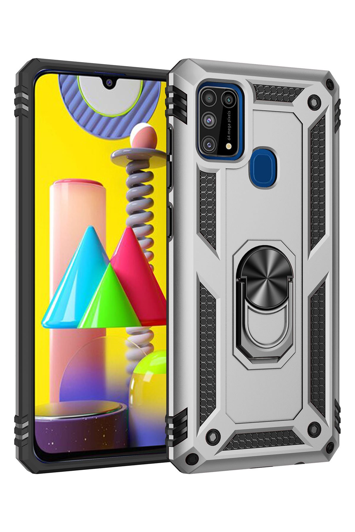 Newface Samsung Galaxy M21 Kılıf Nano içi Kadife Silikon - Kırmızı