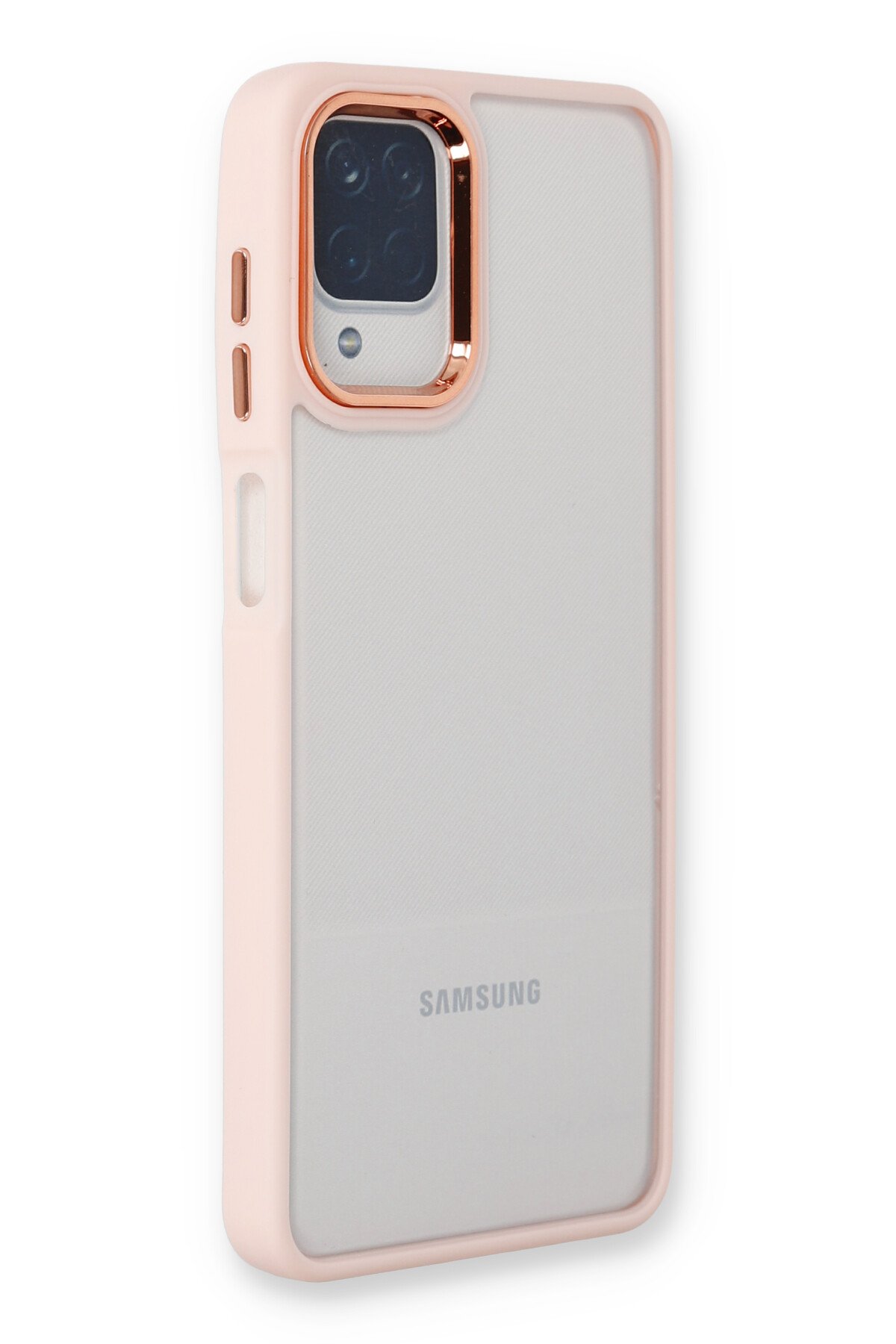 Newface Samsung Galaxy M22 Kılıf Sofya Yüzüklü Silikon Kapak - Gold