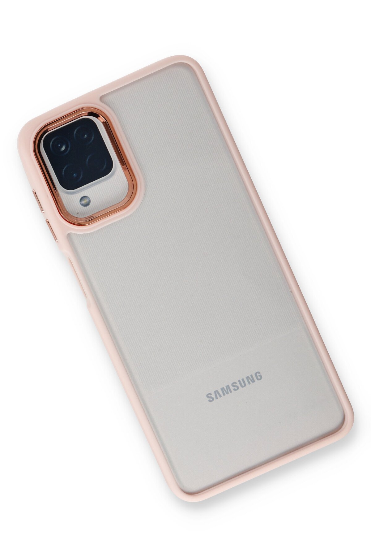 Newface Samsung Galaxy M22 Kılıf Sofya Yüzüklü Silikon Kapak - Gold