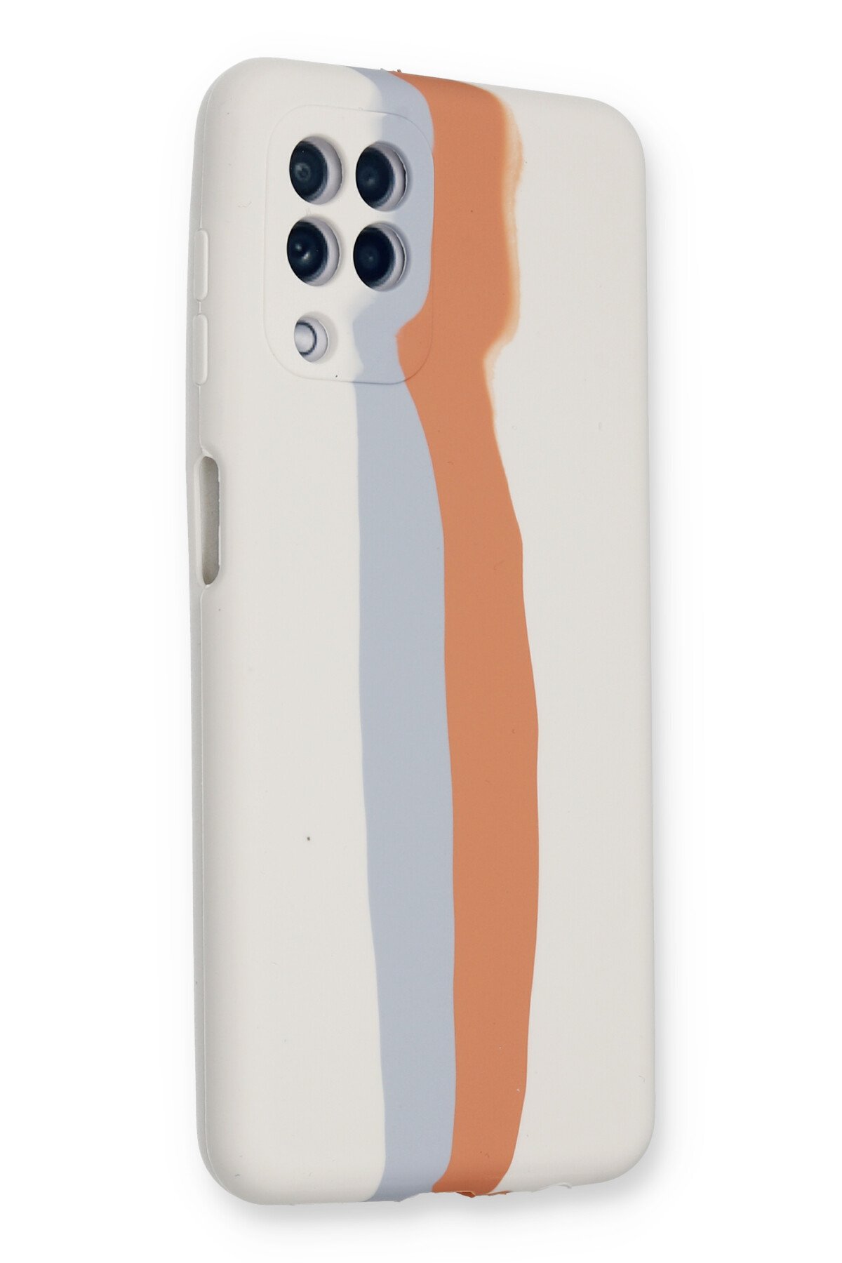 Newface Samsung Galaxy M22 Kılıf Ebruli Lansman Silikon - Sarı-Lila