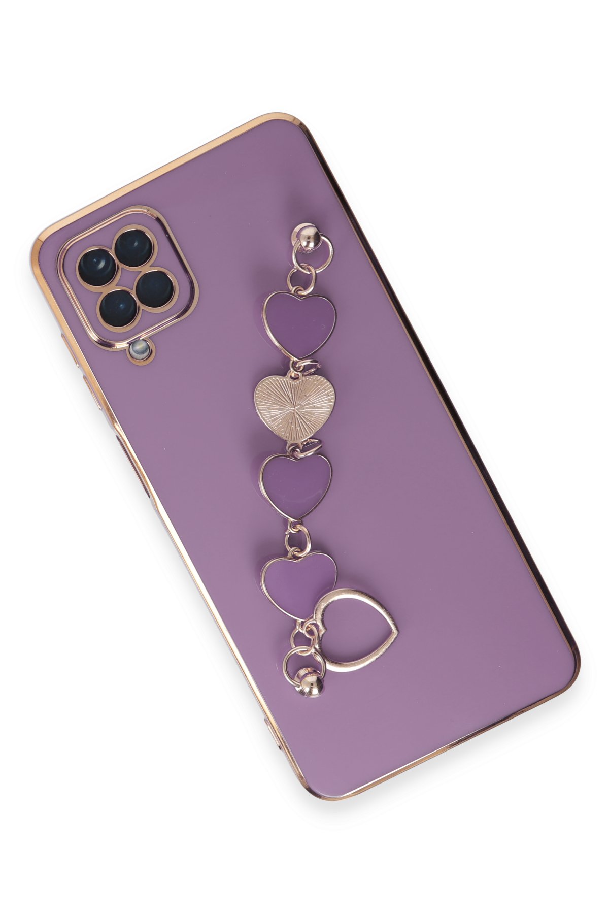 Newface Samsung Galaxy M22 Kılıf Lansman Glass Kapak - Sarı