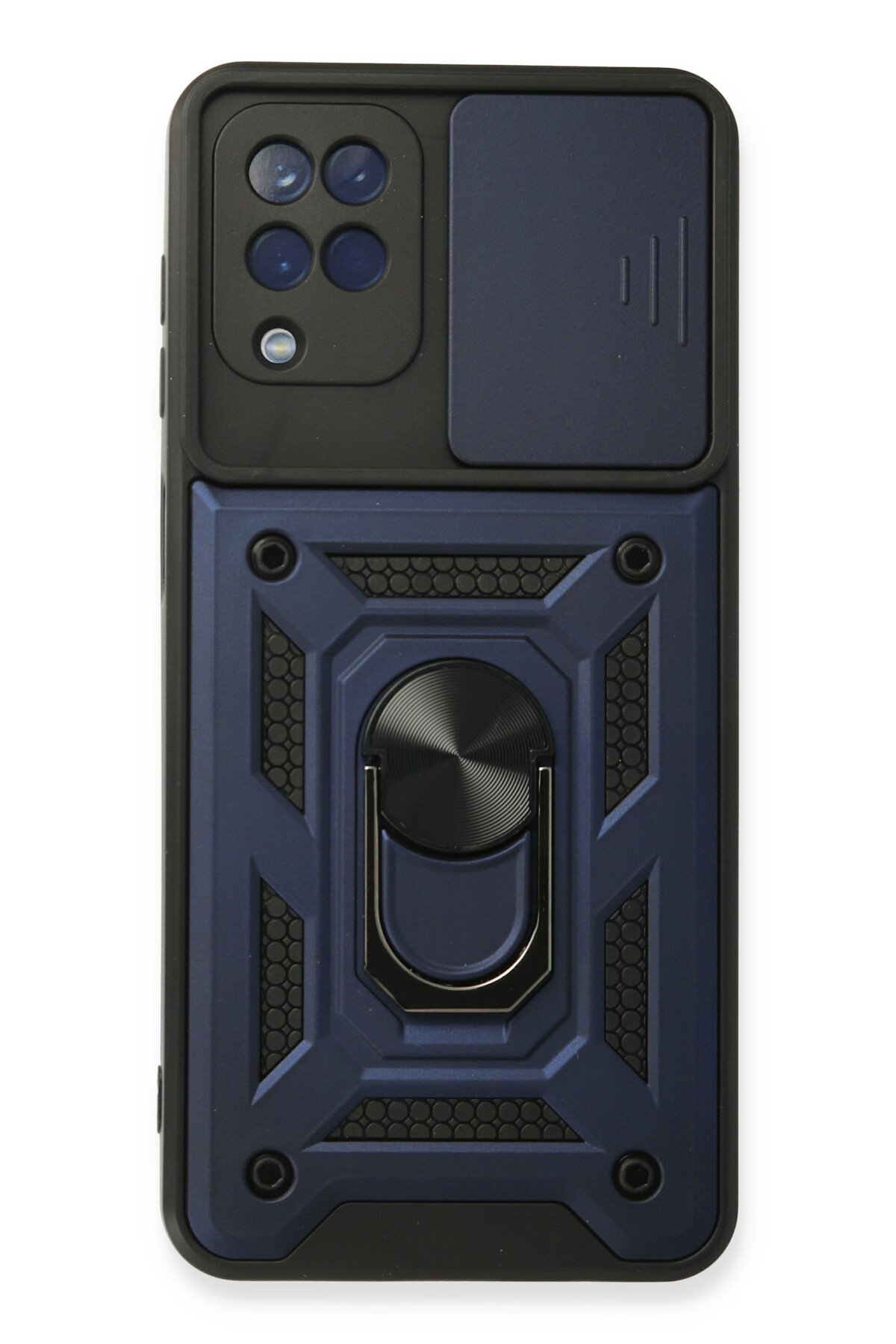 Newface Samsung Galaxy M22 Kılıf Glass Kapak - Lacivert