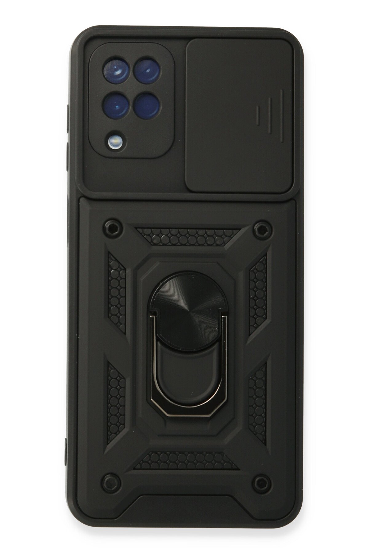 Newface Samsung Galaxy M22 Kılıf Mega Standlı Silikon - Pudra