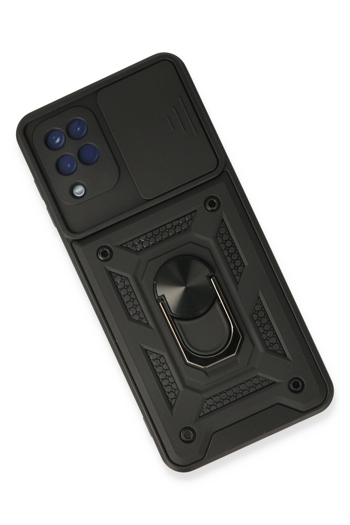 Newface Samsung Galaxy M22 Kılıf Mega Standlı Silikon - Pudra