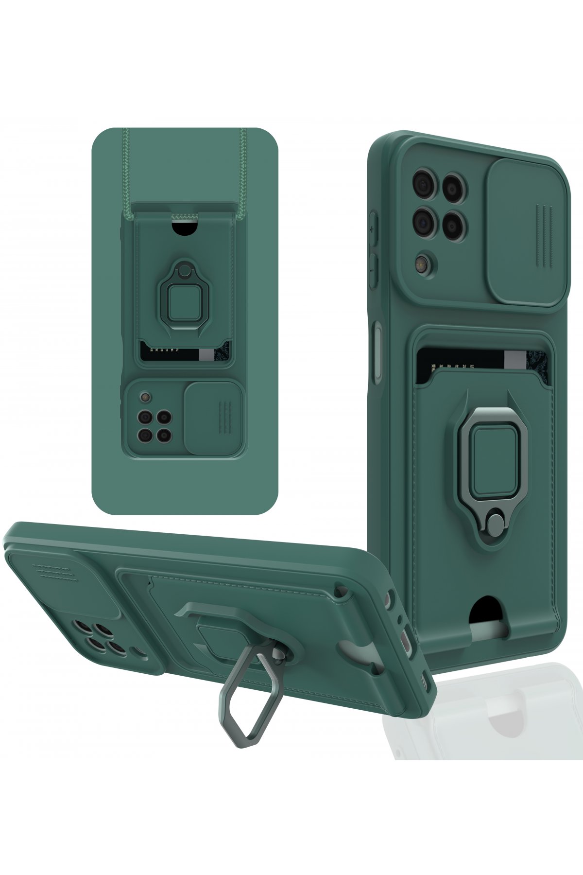 Newface Samsung Galaxy M22 Kılıf Lansman Glass Kapak - Mavi