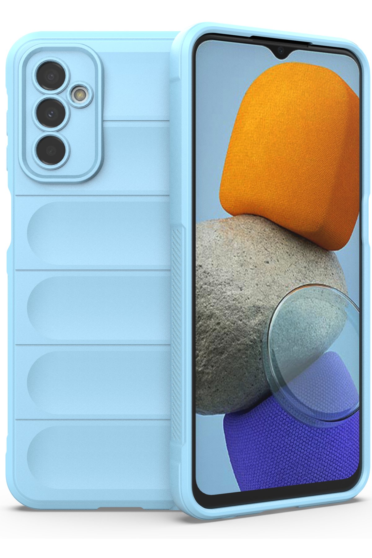 Newface Samsung Galaxy M23 Kılıf Glass Kapak - Lacivert