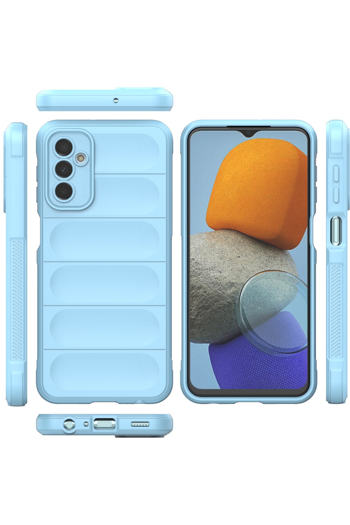 Newface Samsung Galaxy M23 Kılıf Glass Kapak - Lacivert