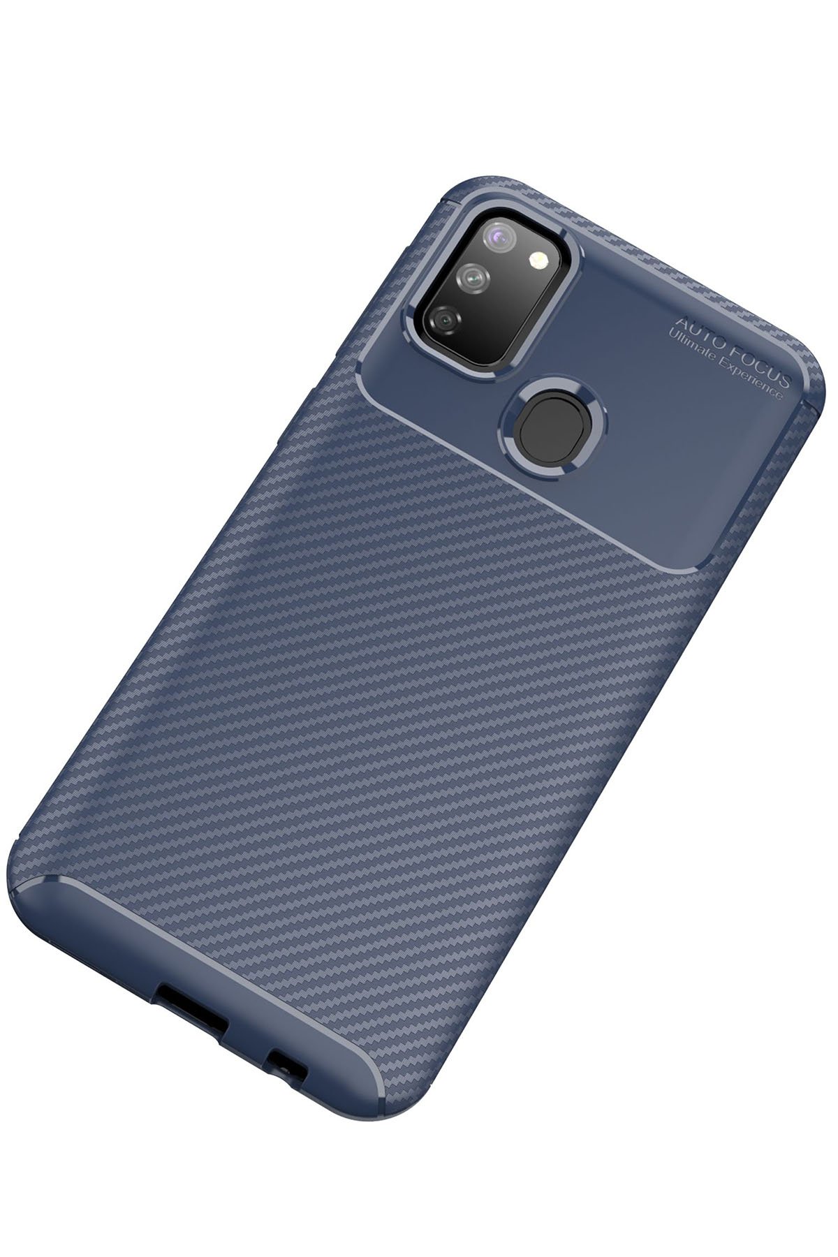 Newface Samsung Galaxy M30S Kılıf Focus Derili Silikon - Lacivert