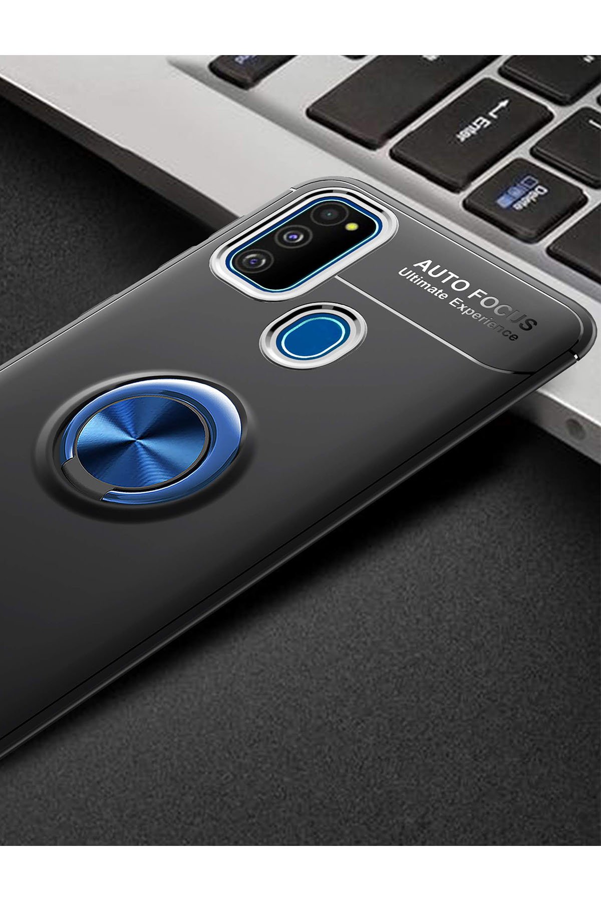 Newface Samsung Galaxy M21 Kılıf Focus Karbon Silikon - Kahverengi