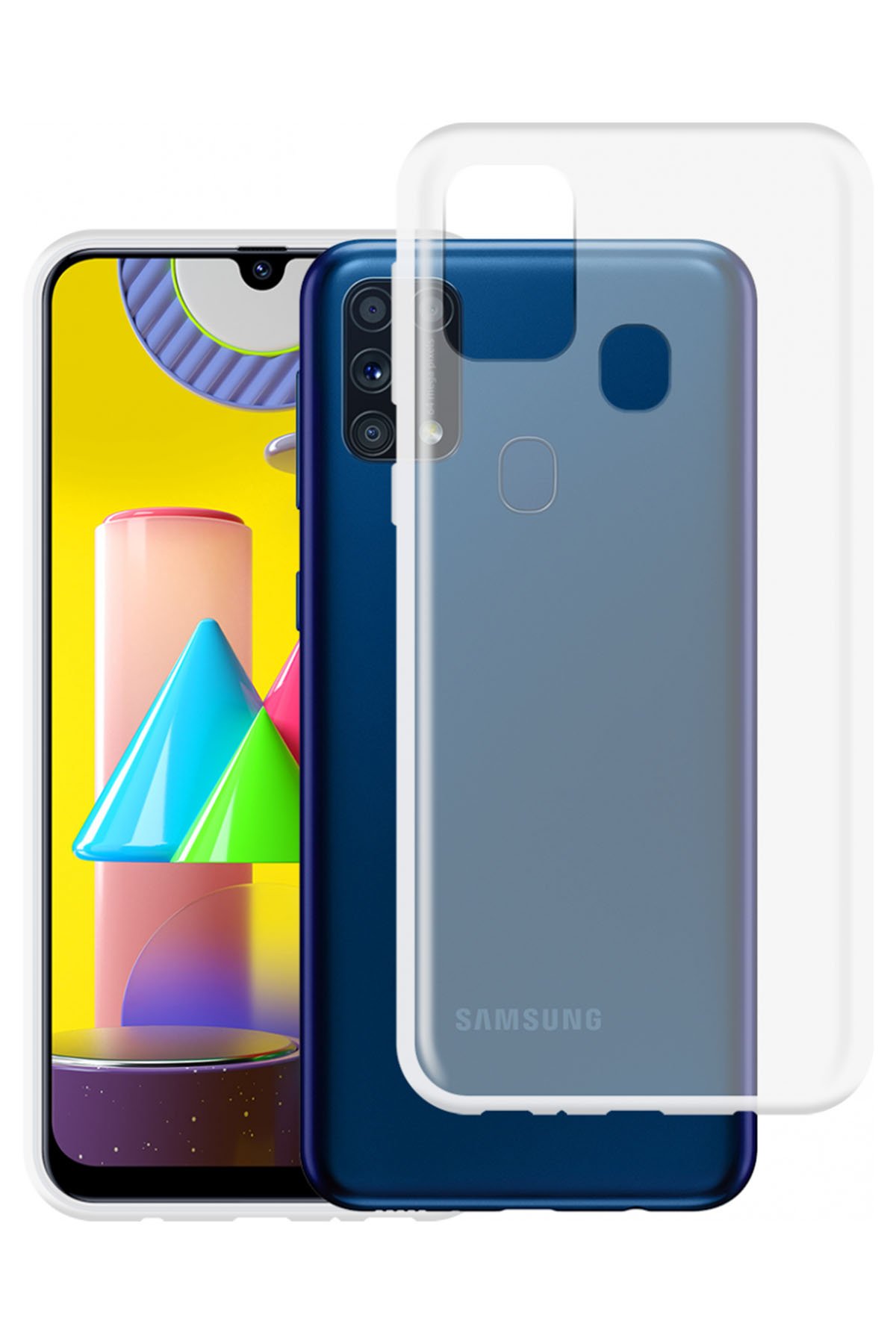 Newface Samsung Galaxy M31 Kılıf Miami Şeffaf Silikon - Fuşya