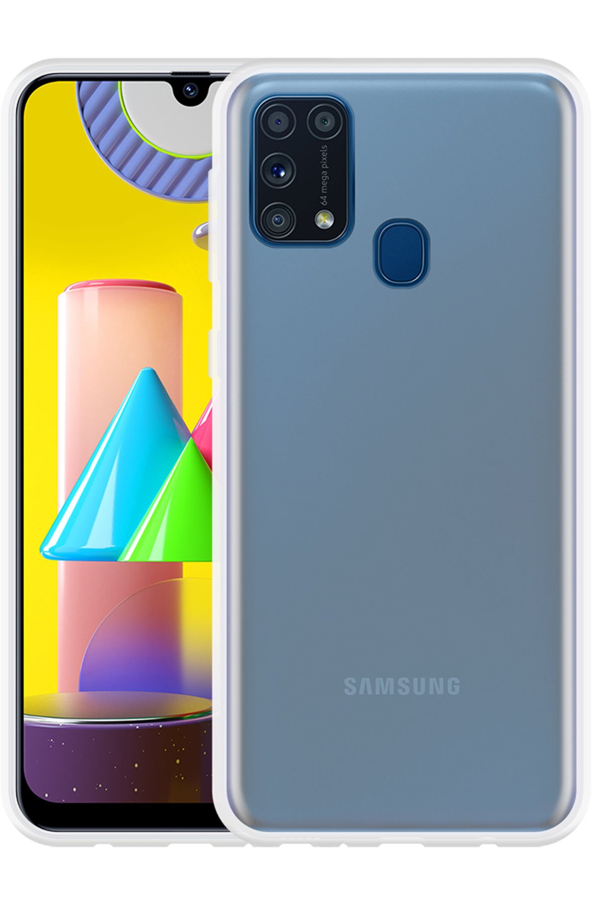 Newface Samsung Galaxy M31 Kılıf Miami Şeffaf Silikon - Fuşya