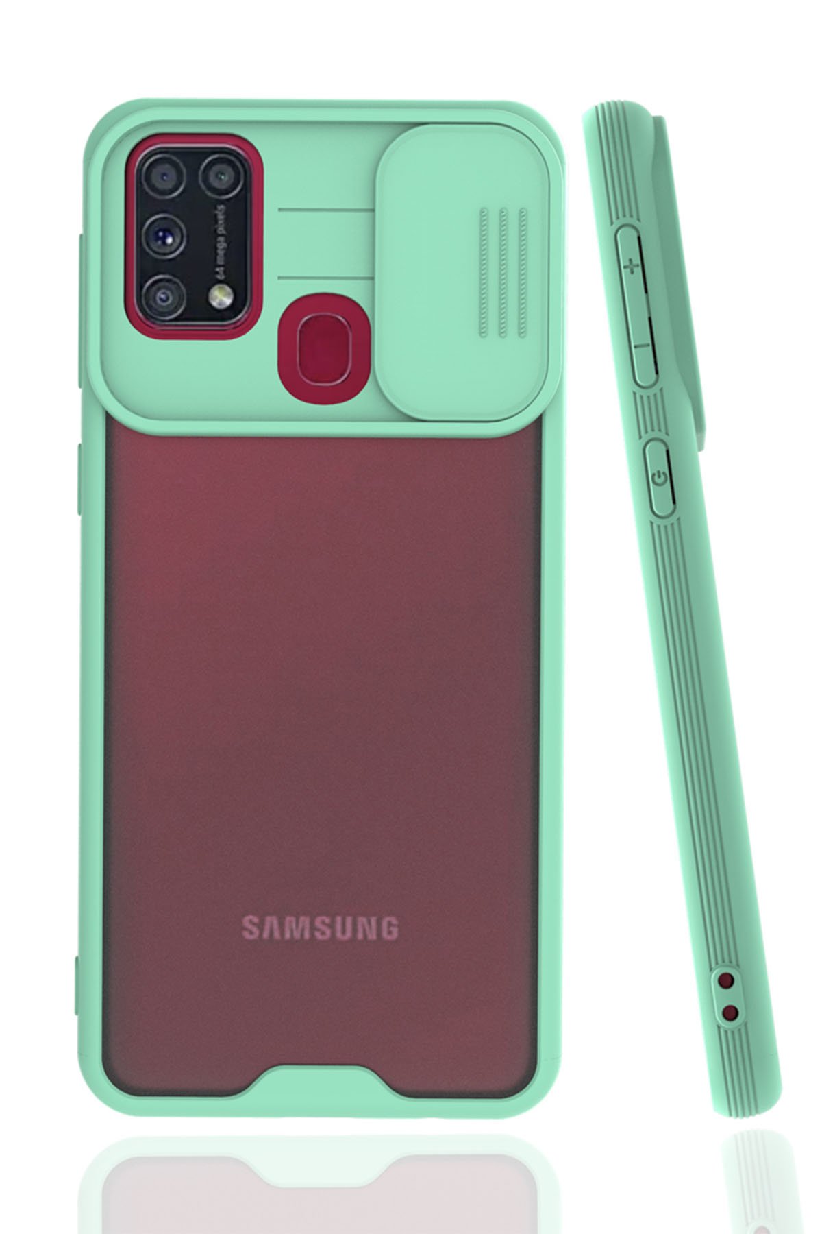 Newface Samsung Galaxy M31 Kılıf Gros Yüzüklü Silikon - Kırmızı