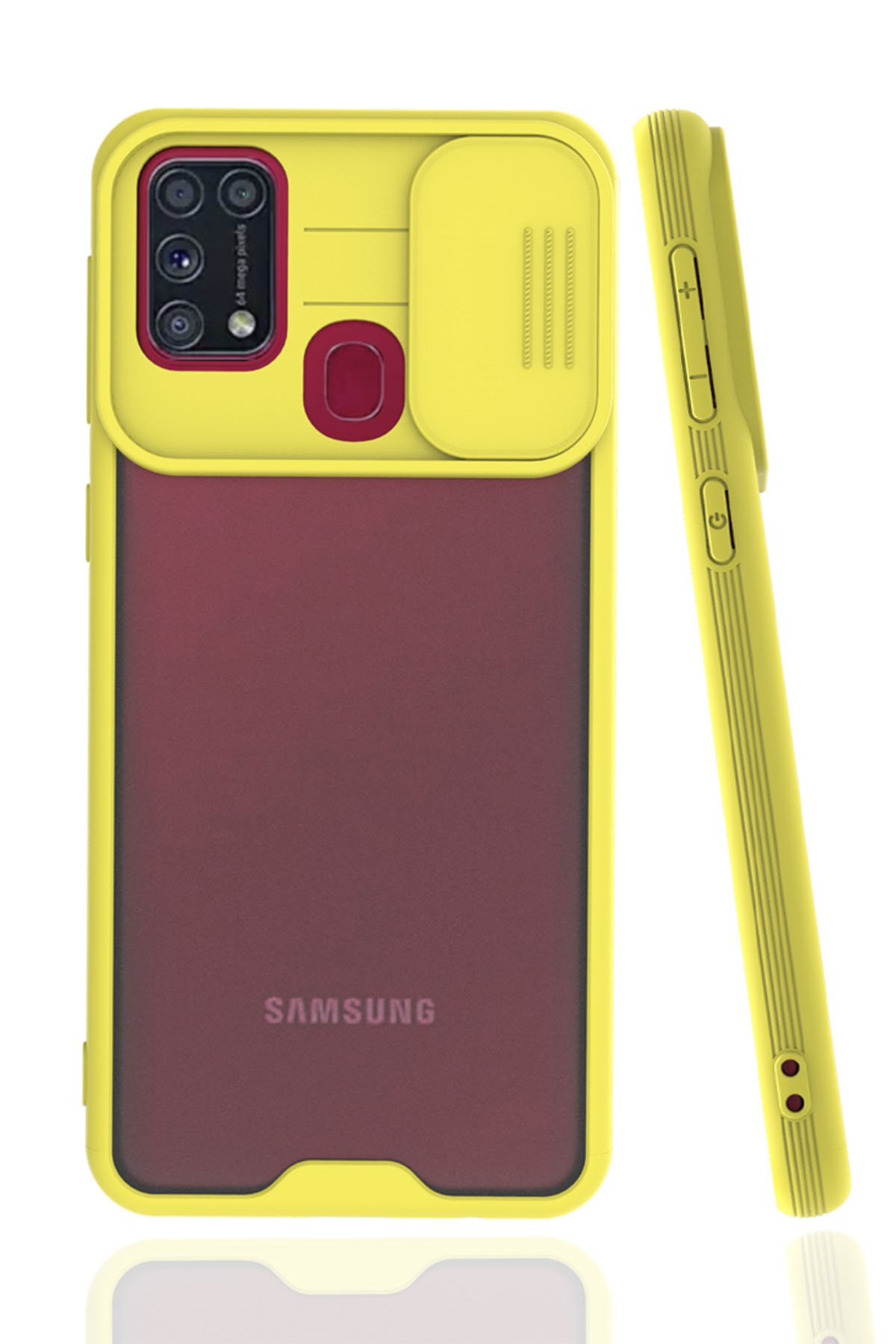 Newface Samsung Galaxy M31 Kılıf Simli Yüzüklü Silikon - Mor