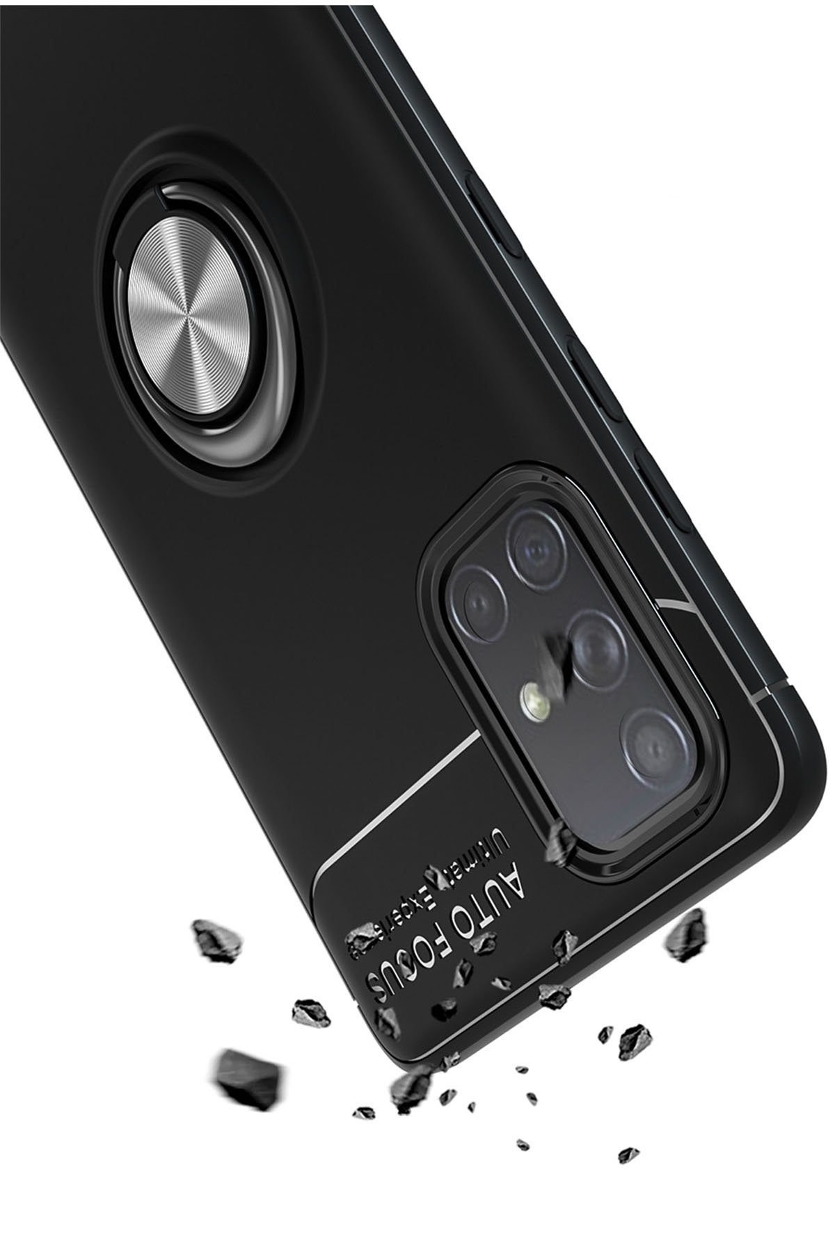 Newface Samsung Galaxy M31S Kılıf Montreal Yüzüklü Silikon Kapak - Sarı