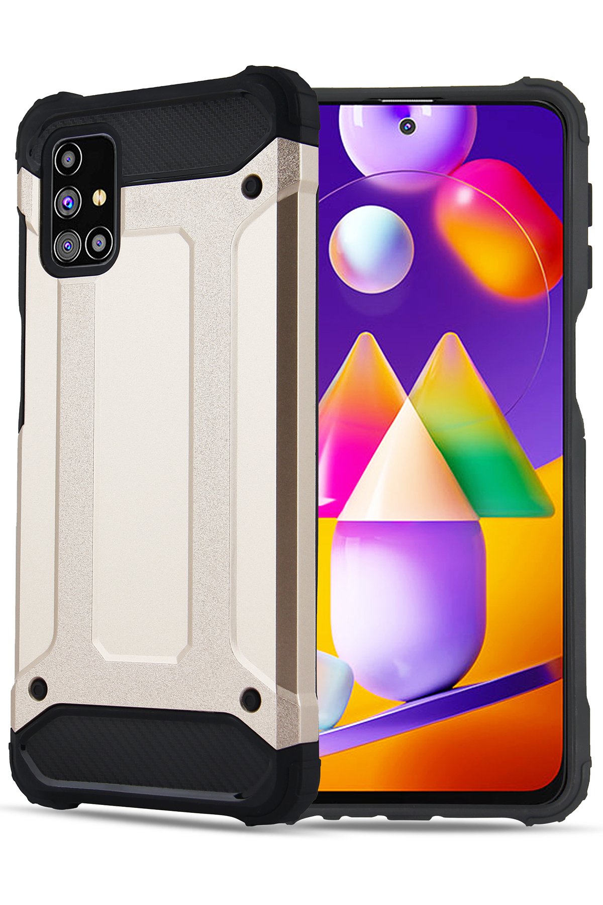 Newface Samsung Galaxy M31S Kılıf Platin Kamera Koruma Silikon - Pembe