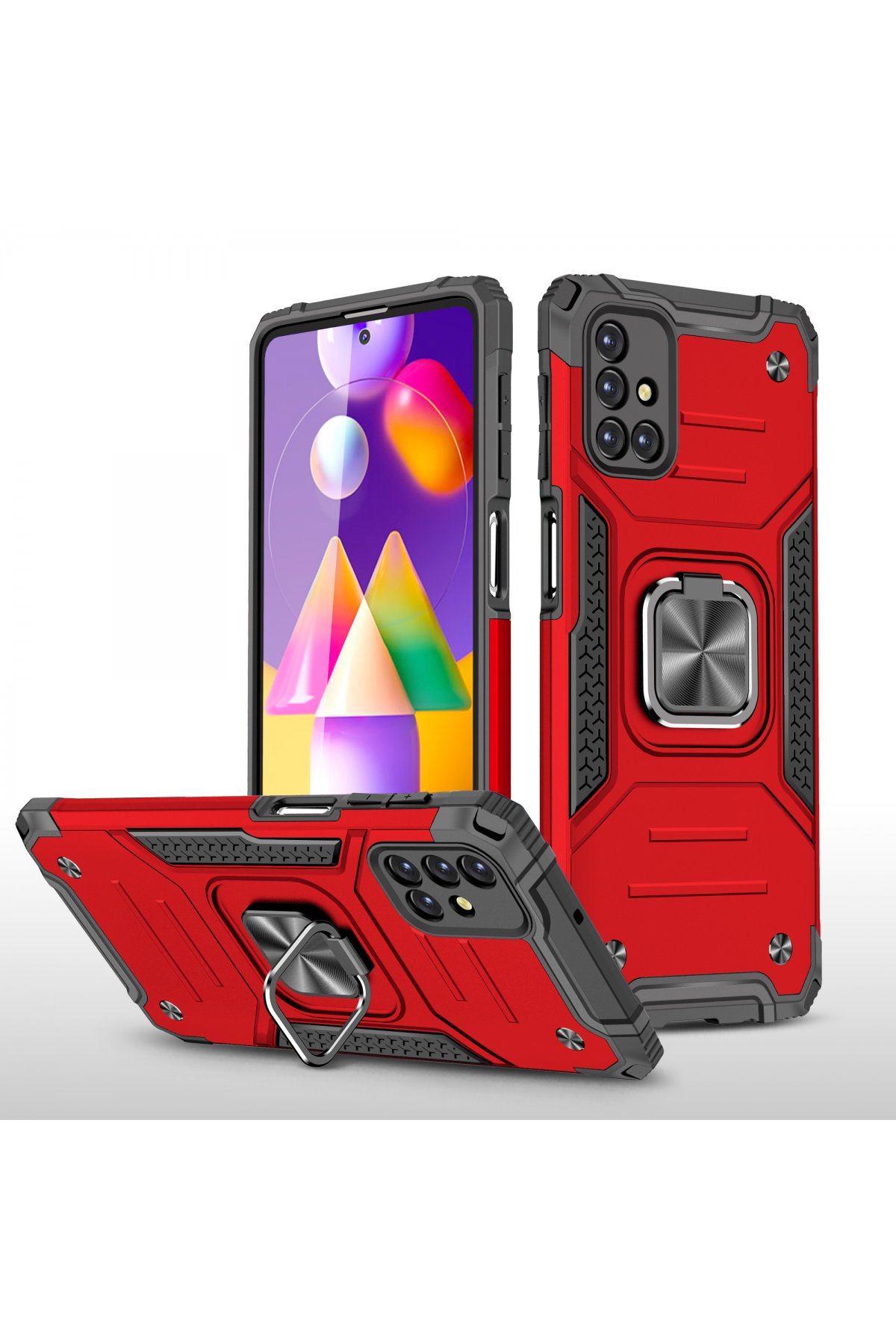 Newface Samsung Galaxy M31S Kılıf Gros Yüzüklü Silikon - Mavi