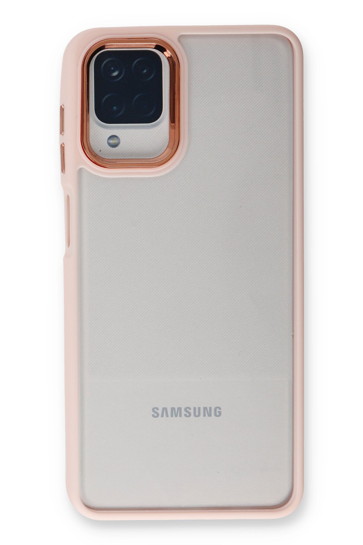 Newface Samsung Galaxy M32 Kılıf Palm Buzlu Kamera Sürgülü Silikon - Pembe