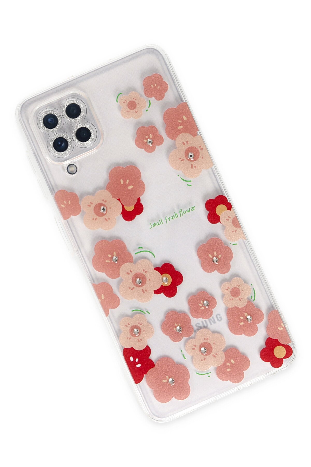 Newface Samsung Galaxy M32 Kılıf Palm Buzlu Kamera Sürgülü Silikon - Pembe