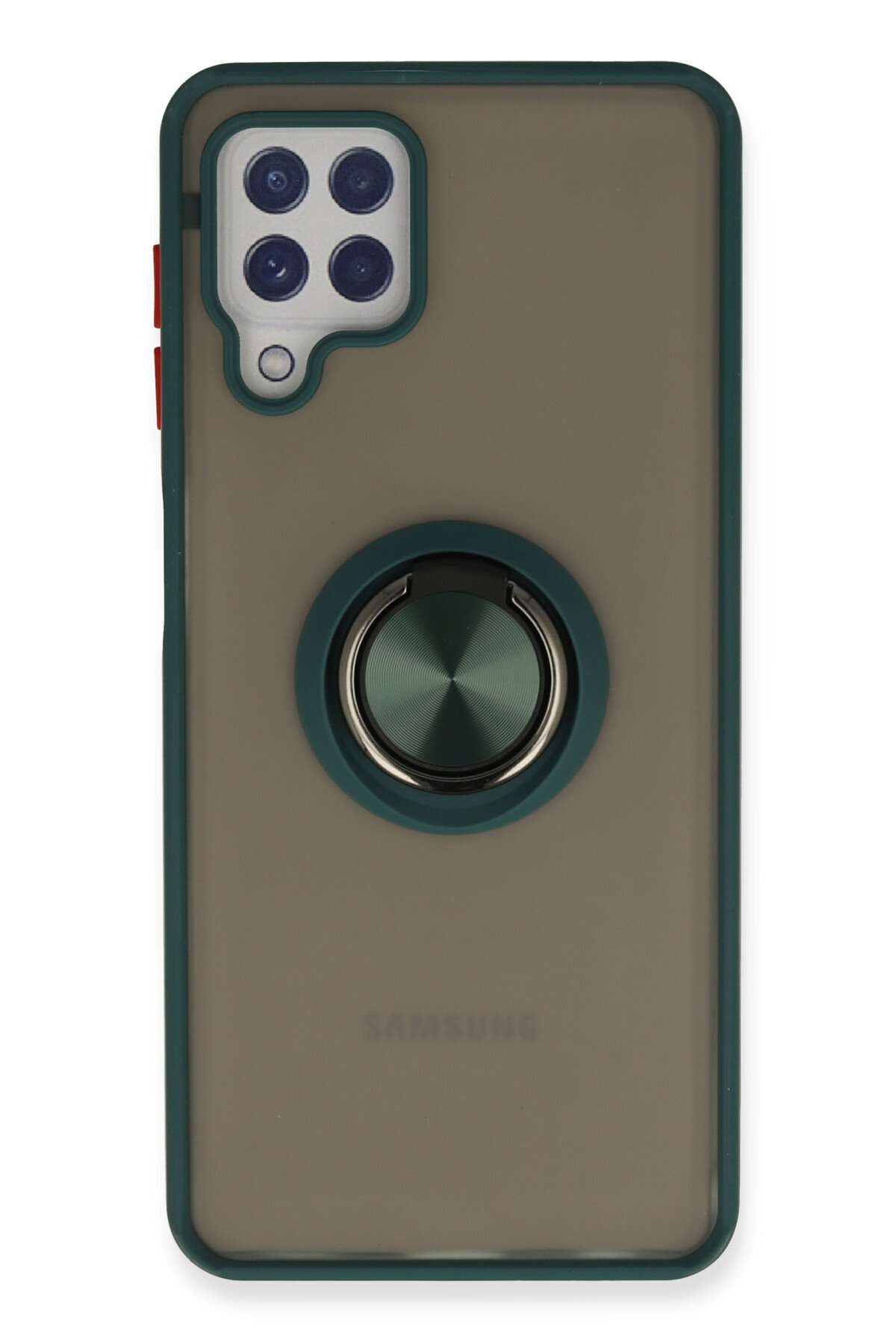 Newface Samsung Galaxy M32 Kılıf Zegna Yüzüklü Silikon Kapak - Koyu Yeşil