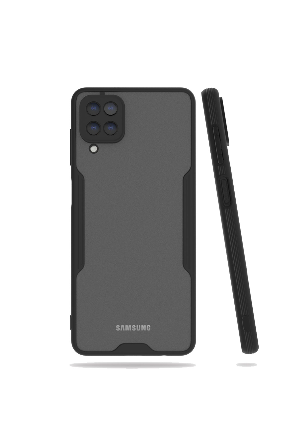 Newface Samsung Galaxy M32 Kılıf Lansman Glass Kapak - Mavi