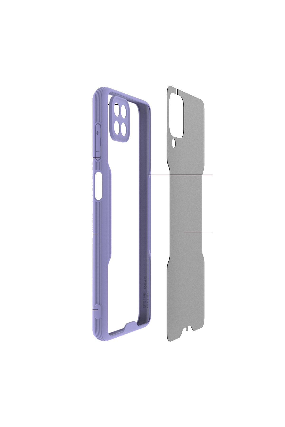 Newface Samsung Galaxy M32 Kılıf Lansman Glass Kapak - Mavi