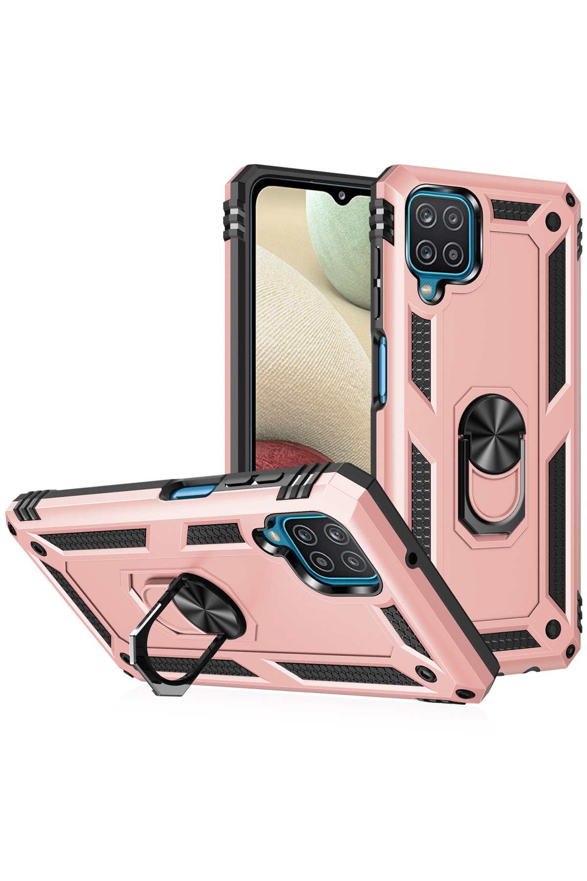 Newface Samsung Galaxy M32 Kılıf Ebruli Lansman Silikon - Lacivert-Krem