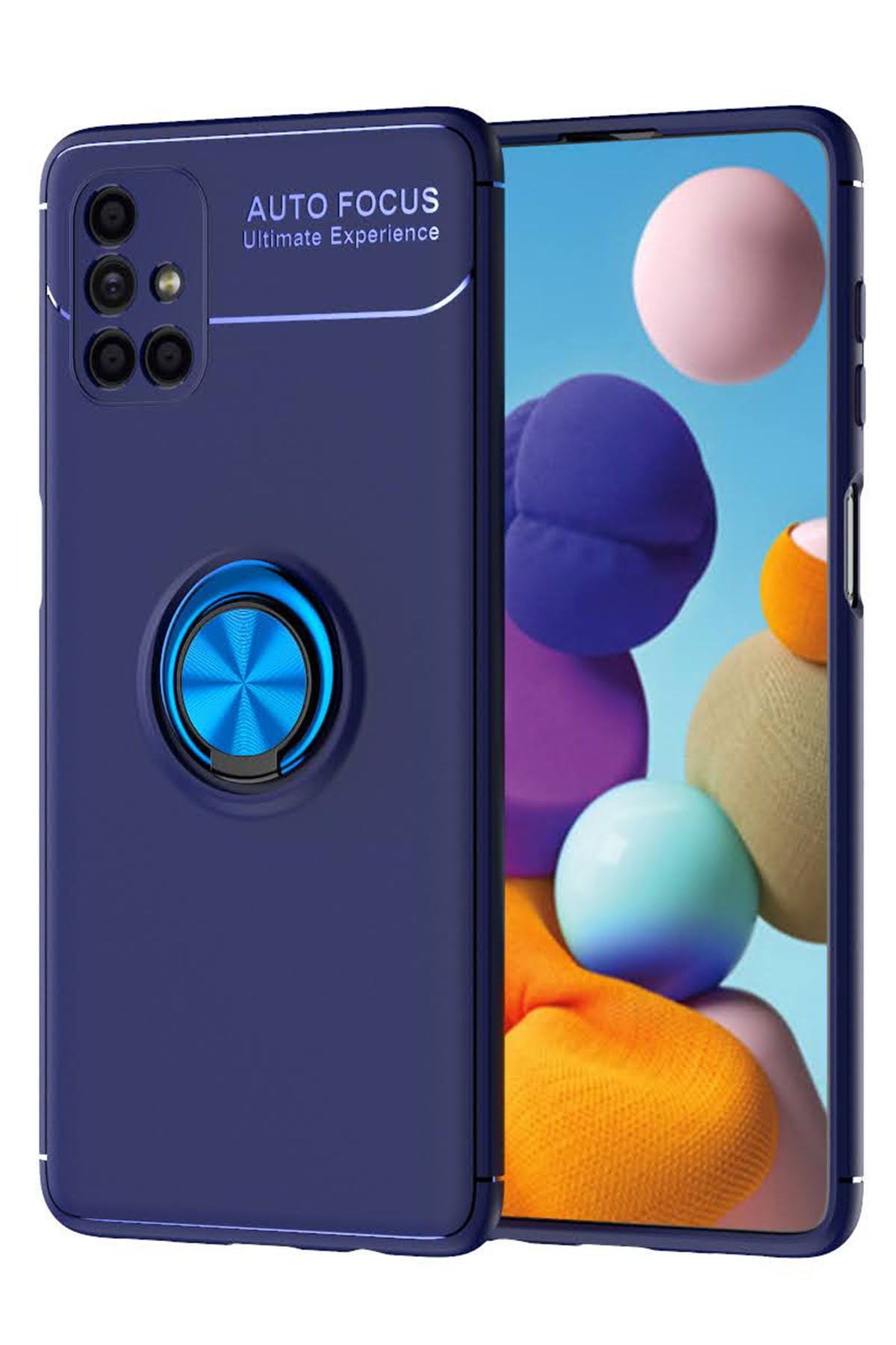 Newface Samsung Galaxy M51 Kılıf Montreal Yüzüklü Silikon Kapak - Lacivert