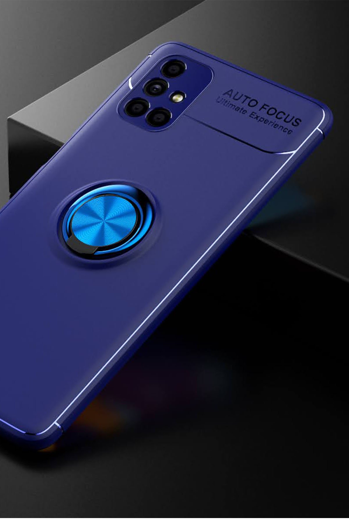 Newface Samsung Galaxy M51 Kılıf Montreal Yüzüklü Silikon Kapak - Lacivert