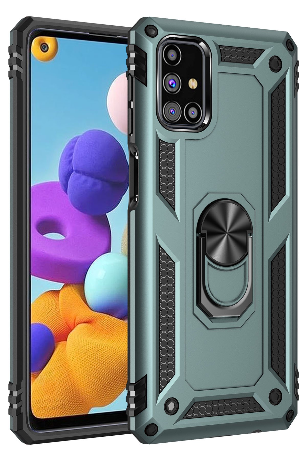 Newface Samsung Galaxy M51 Kılıf Platin Kamera Koruma Silikon - Yeşil