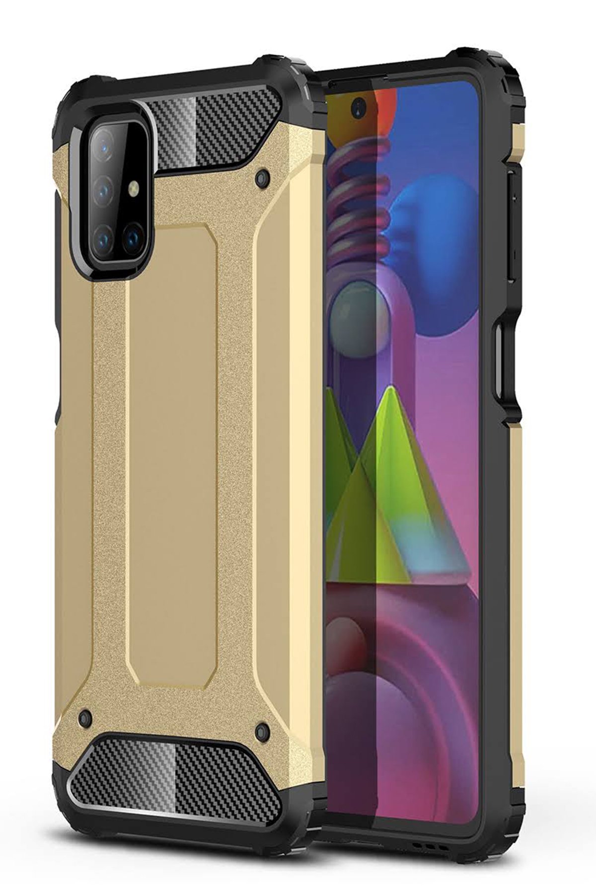 Newface Samsung Galaxy M51 Kılıf Elit Yüzüklü Kapak - Kırmızı