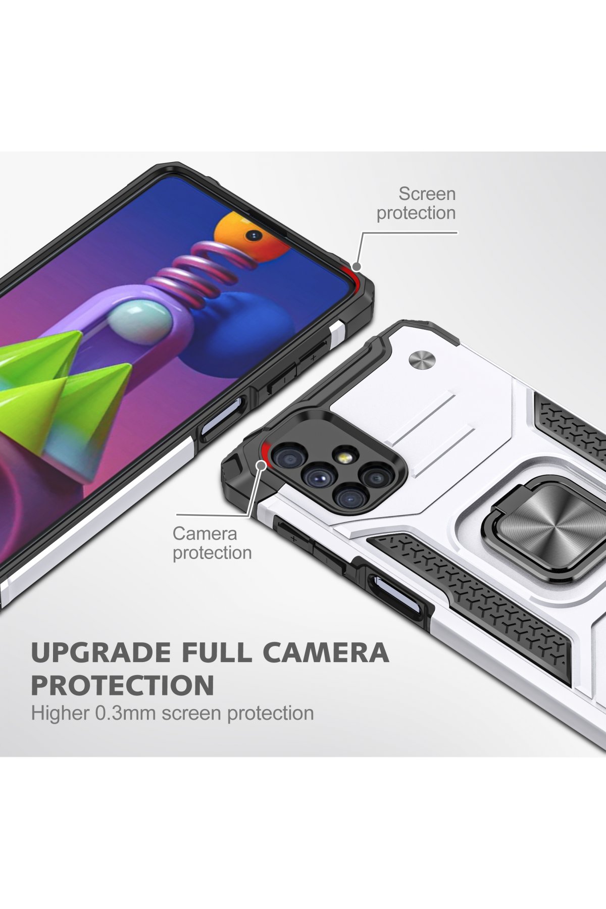 Newface Samsung Galaxy M51 Kılıf Gros Yüzüklü Silikon - Mavi