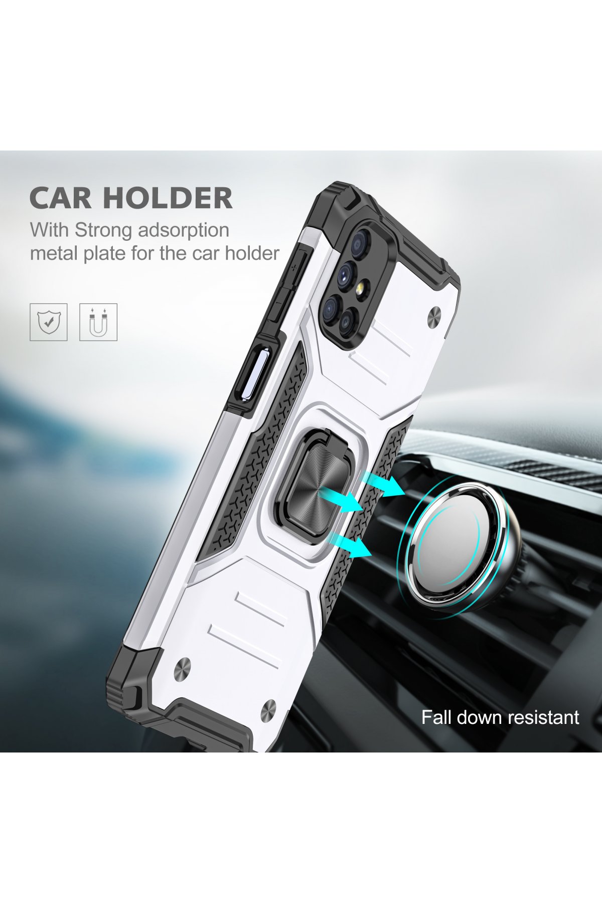 Newface Samsung Galaxy M51 Kılıf Gros Yüzüklü Silikon - Mavi