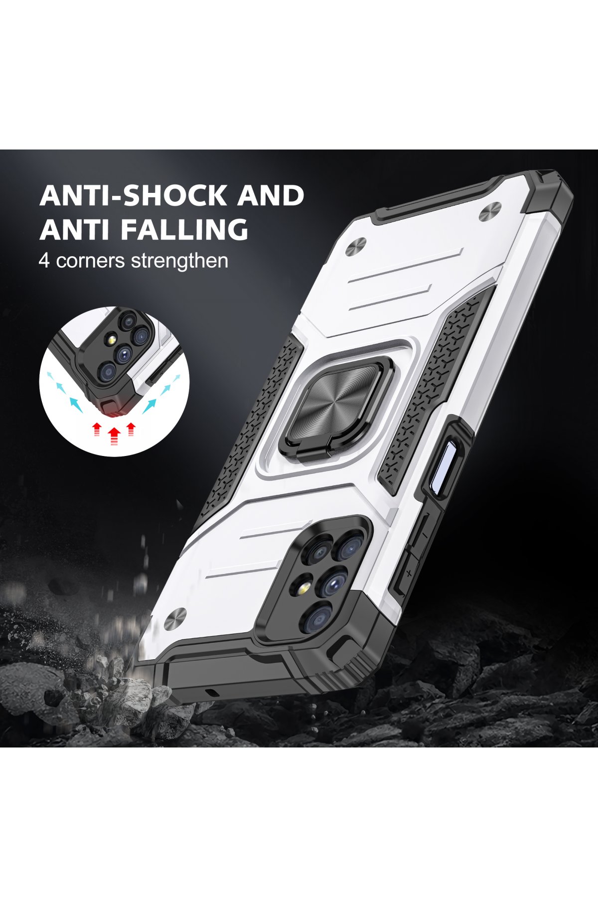 Newface Samsung Galaxy M51 Kılıf Gros Yüzüklü Silikon - Mavi