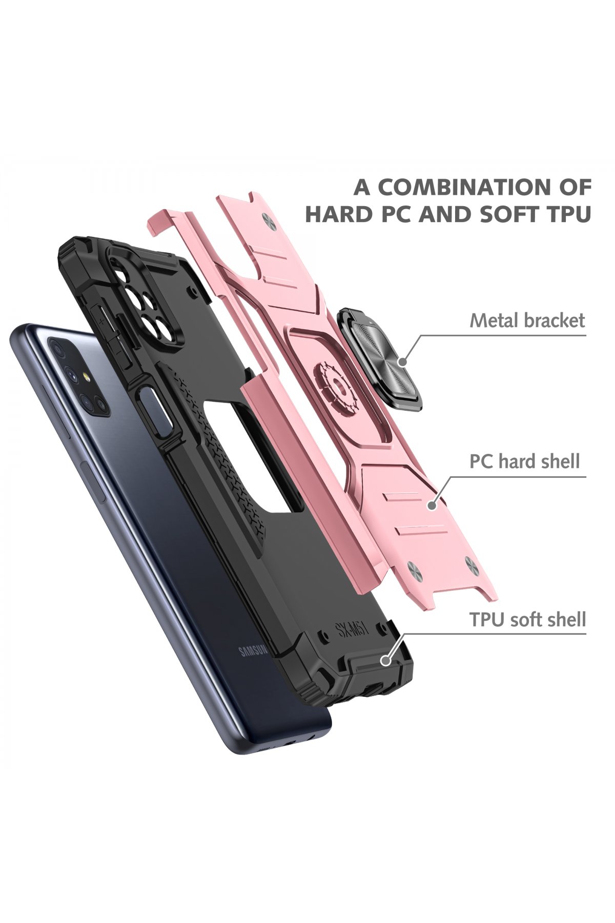 Newface Samsung Galaxy M51 Kılıf Platin Simli Silikon - Sarı