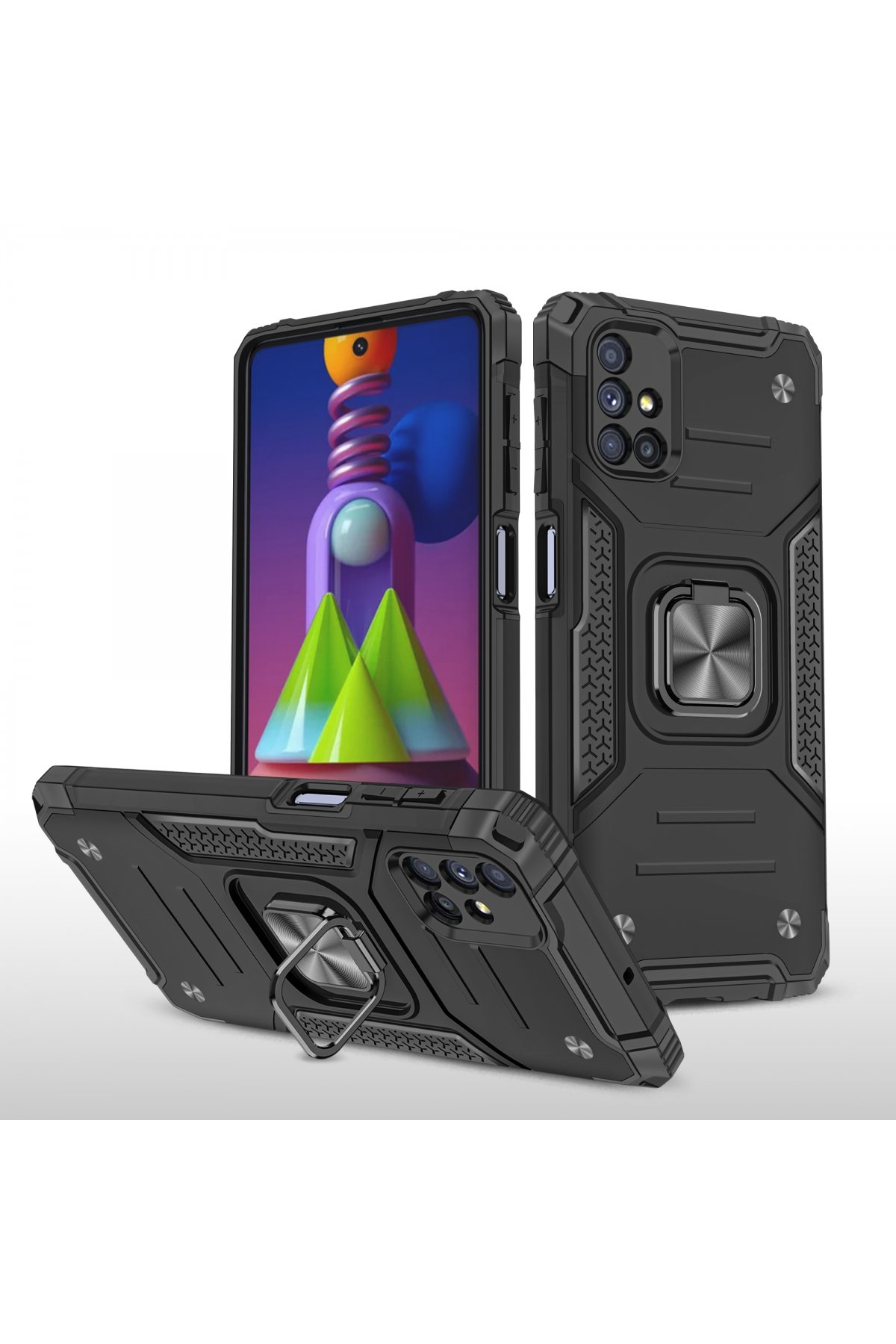 Newface Samsung Galaxy M51 Kılıf Viktor Yüzüklü Silikon - Sarı