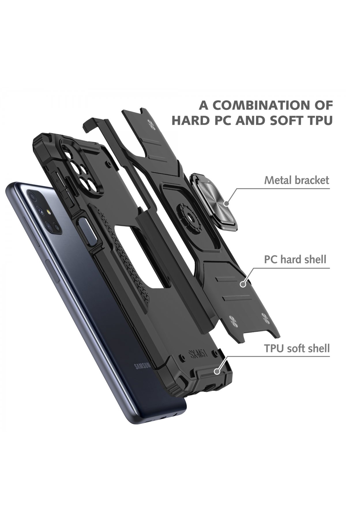 Newface Samsung Galaxy M51 Kılıf Viktor Yüzüklü Silikon - Sarı