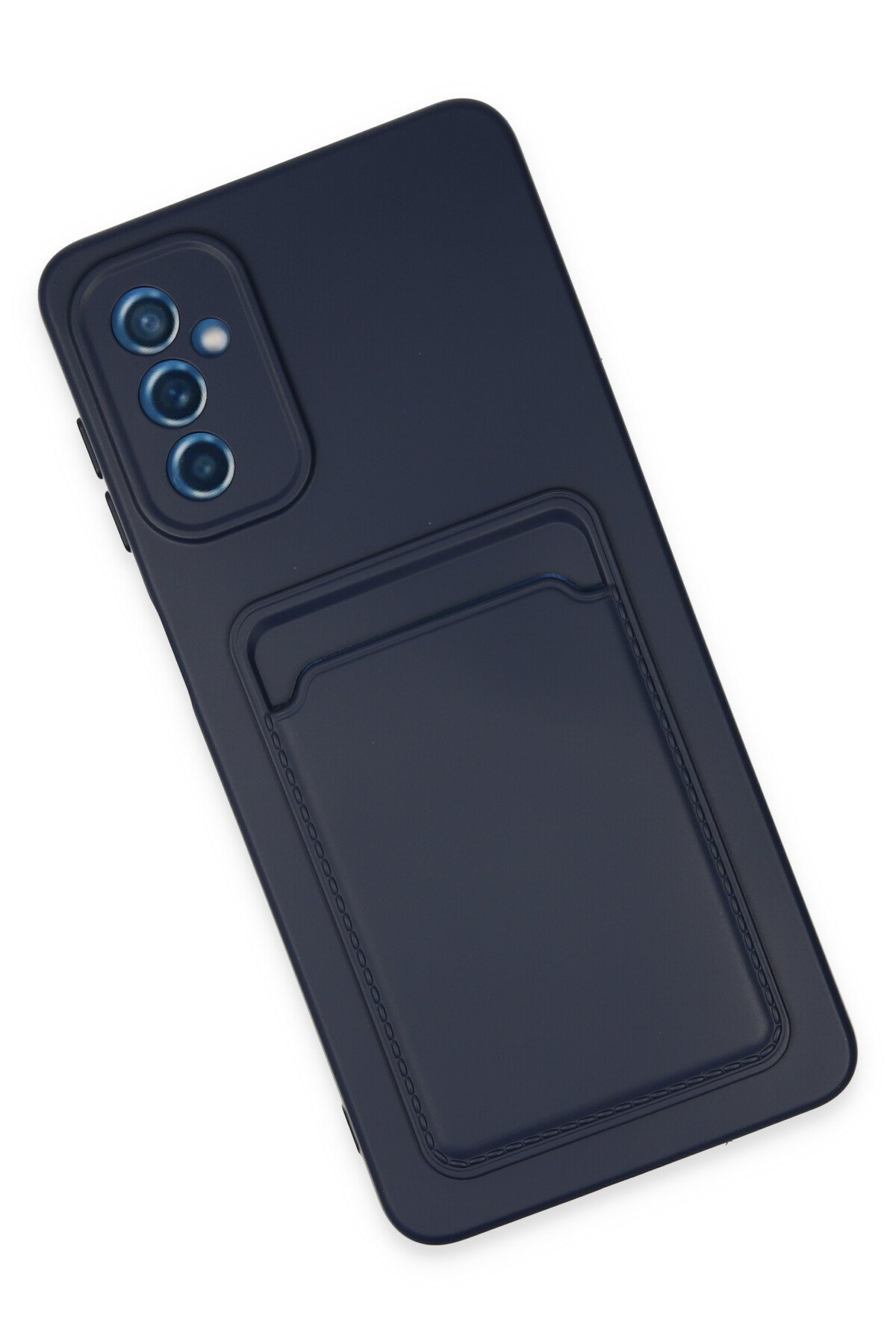 Newface Samsung Galaxy M52 5G Kılıf Glass Kapak - Mavi