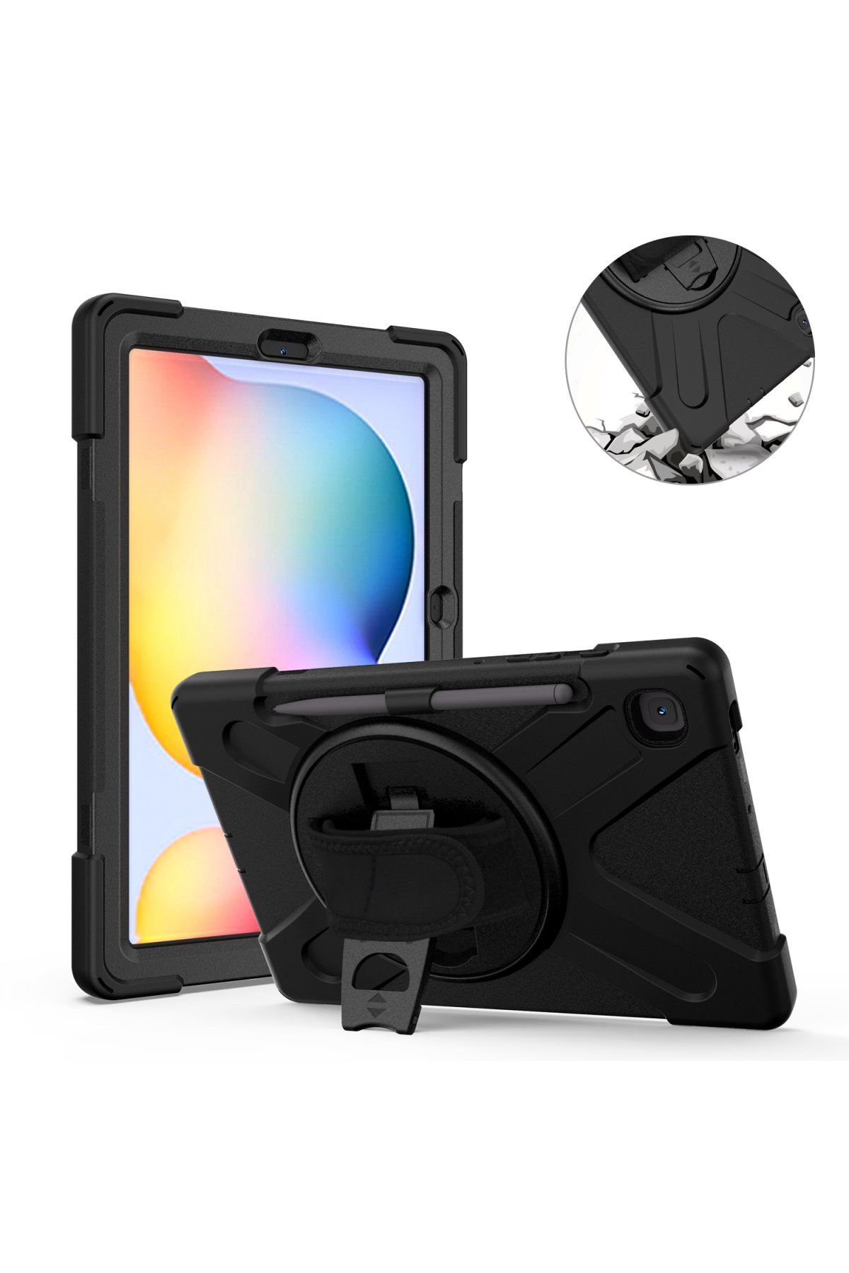 Newface Samsung Galaxy P610 Tab S6 Lite 10.4 Kılıf 360 Tablet Deri Kılıf - Siyah