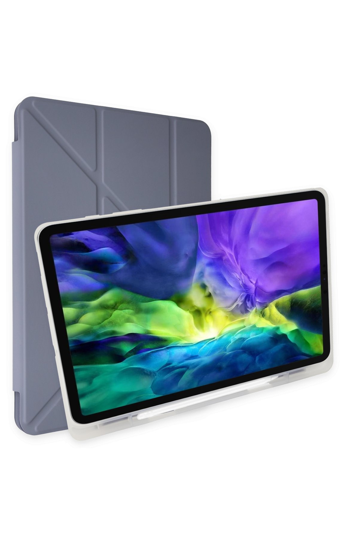 Newface iPad 10.2 (7.nesil) Kılıf Kalemlikli Hugo Tablet Kılıfı - Mavi