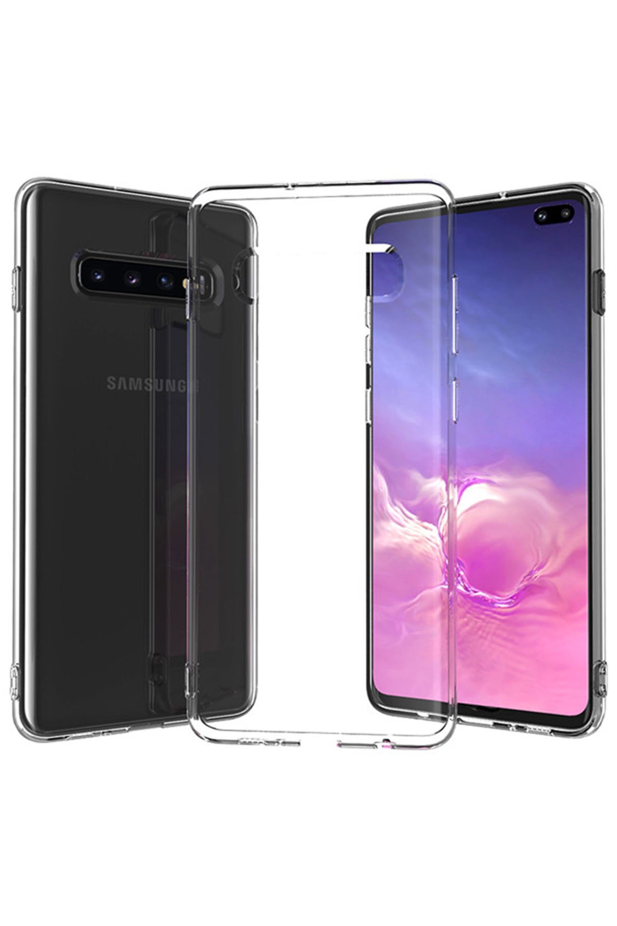 Newface Samsung Galaxy S10 Plus Kılıf First Silikon - Gold