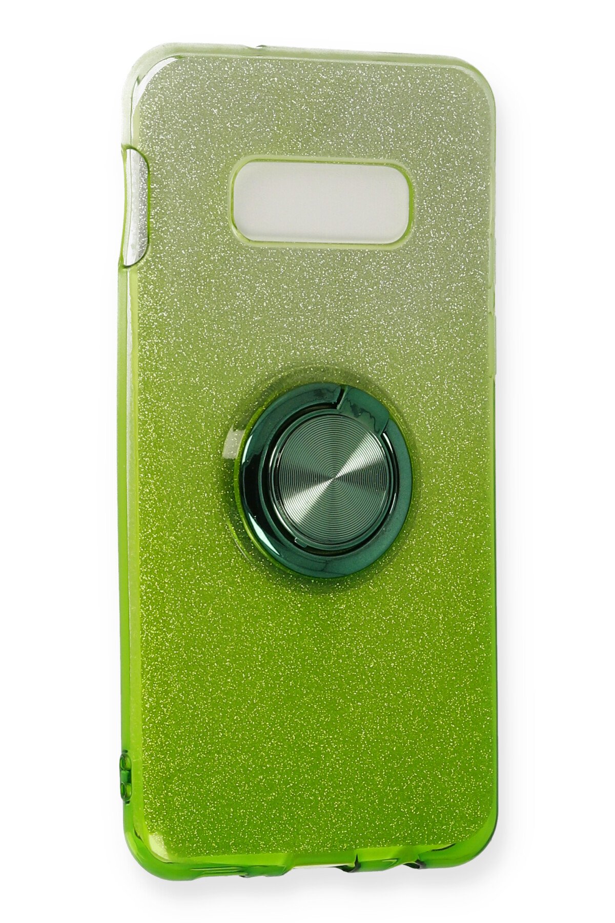 Newface Samsung Galaxy S10E Kılıf Simli Yüzüklü Silikon - Kırmızı