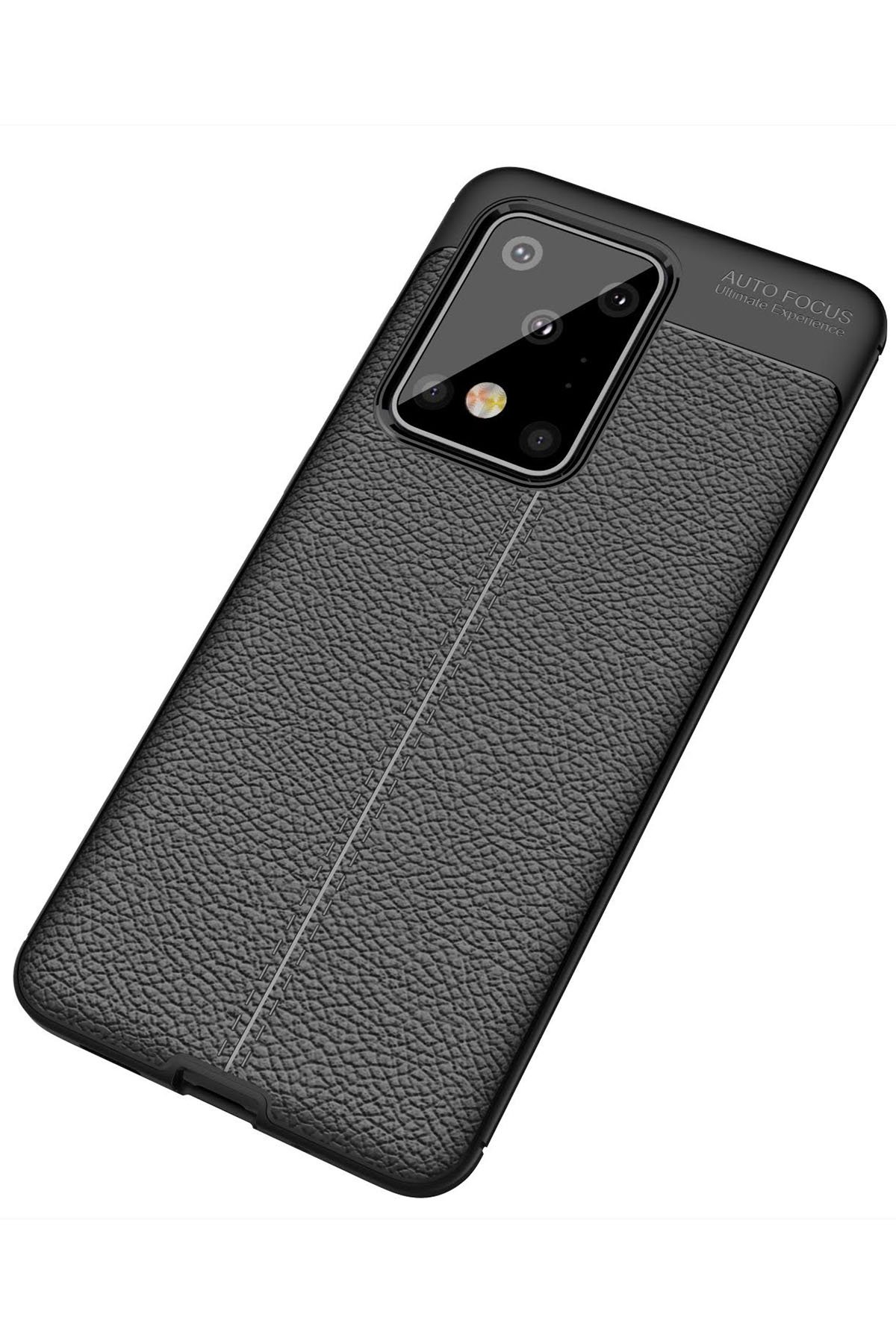 Newface Samsung Galaxy S20 Ultra Kılıf Viktor Yüzüklü Silikon - Sarı
