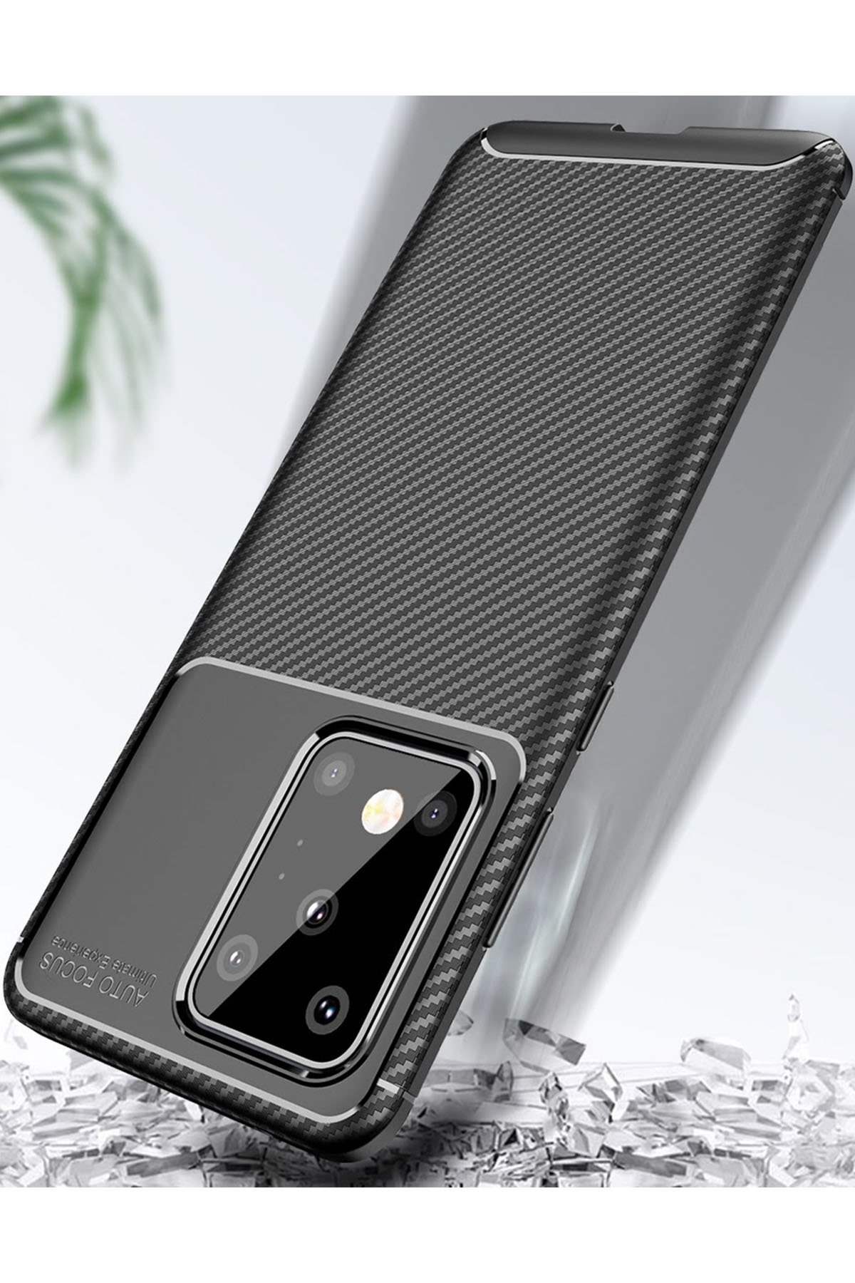 Newface Samsung Galaxy S20 Ultra Kılıf Gros Yüzüklü Silikon - Siyah