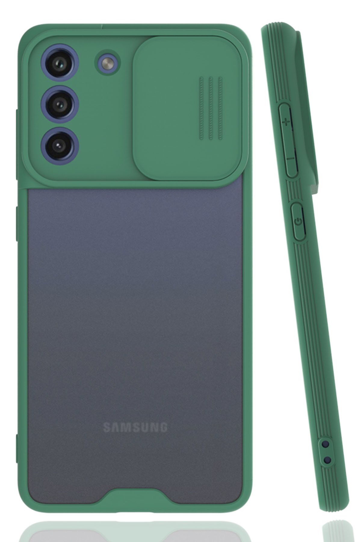 Newface Samsung Galaxy S21 FE Kılıf Palm Buzlu Kamera Sürgülü Silikon - Pembe