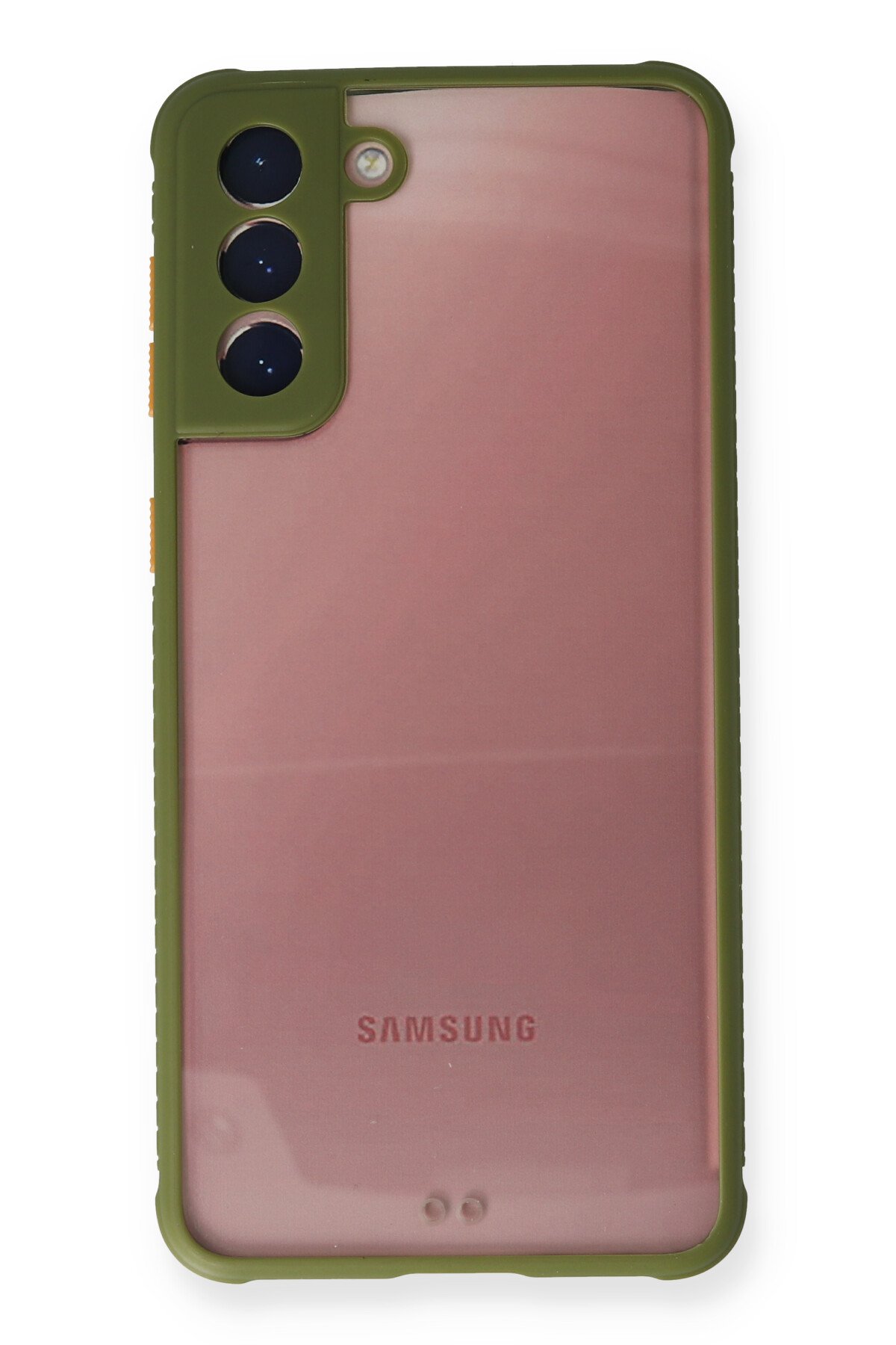 Newface Samsung Galaxy S21 Kılıf Sofya Yüzüklü Silikon Kapak - Gold